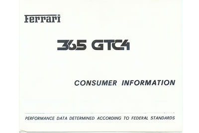 365 GTC/4 Consumer Information for USA 56/71