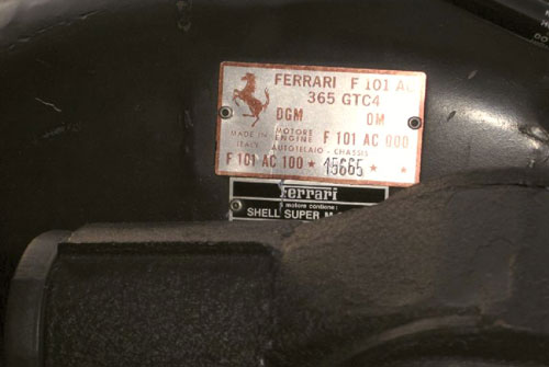 The serial number is stamped into a plate affixed to the right inner fender liner (s/n 15665).