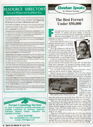 The Best Ferrari Under $50,000 Article by Mike Sheehan from Sports Car Market, August 1998