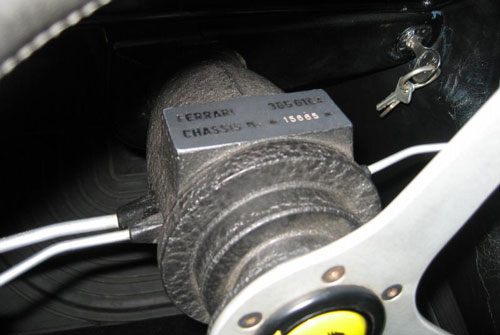 The five digit serial number is stamped onto the top of the steering column (15665).