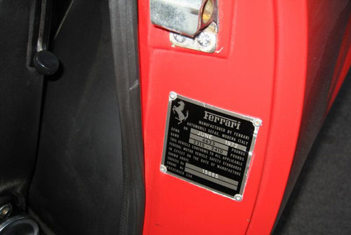 USA models have a plate on the driver's door that includes the serial number and date of build (s/n 15665).
