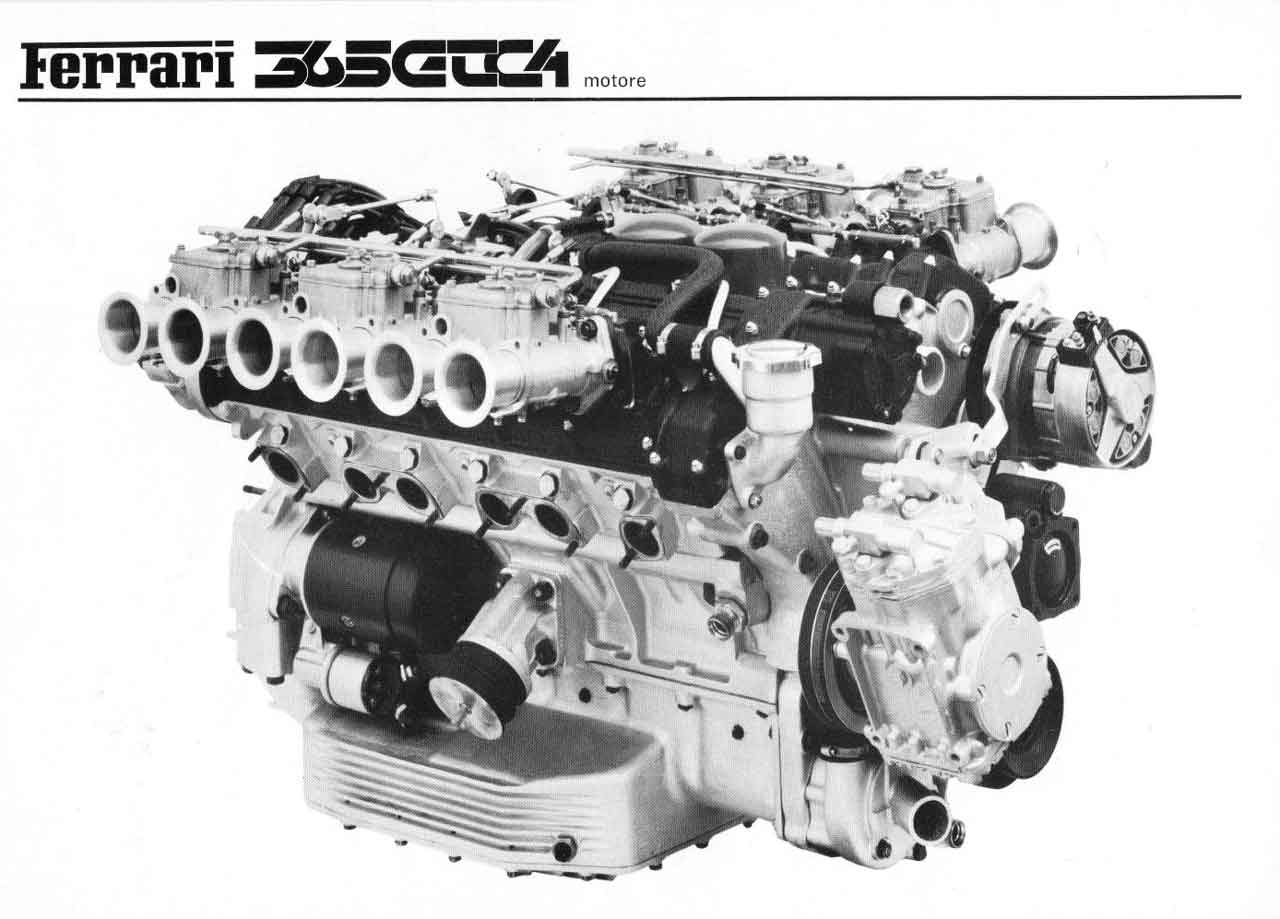 Engine photo from Ferrari Sales Brochure 55/71