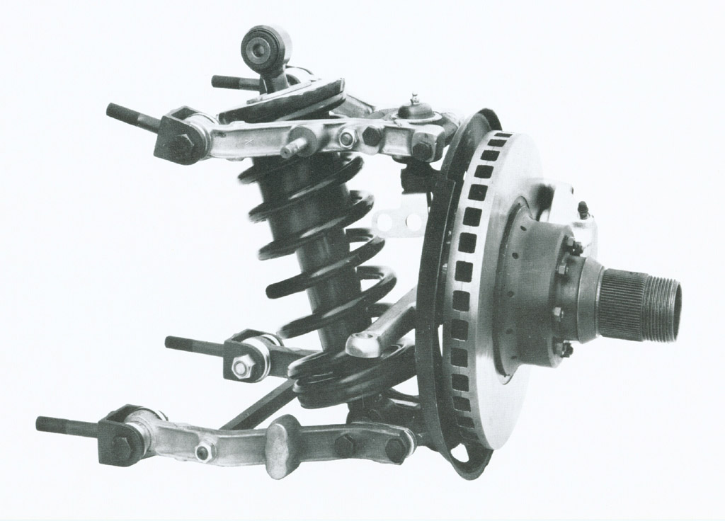 Front Suspension of 365 GTC/4.  Look ma, no lugnuts!